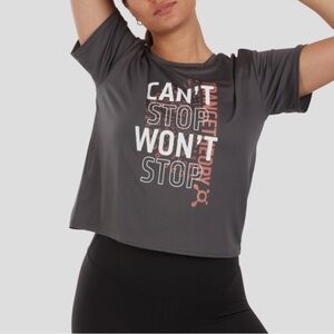 Orangetheory Performance Gray Graphic Crop Boxy Tee